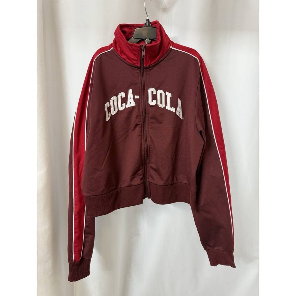 COCA-COLA Size Small Women Tracksuit Soft-Shell Zip Crop Jacket B48